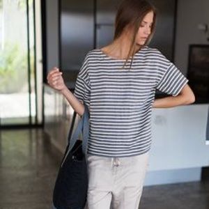 Emerson Fry Drop Sleeve Shirt - Ocean Grey Stripe